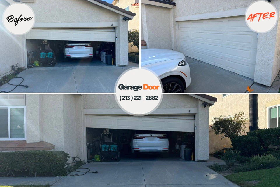 Before and after: garage door spring repair Divernon, IL